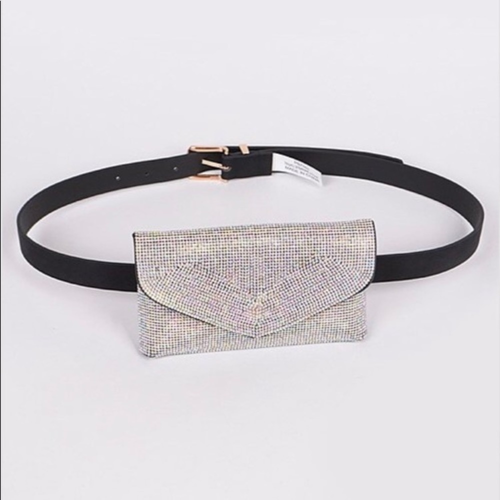 💥HP Shiny CRYSTAL EMBELLISHED CLUTCH PURSE BELT - Picture 4 of 7